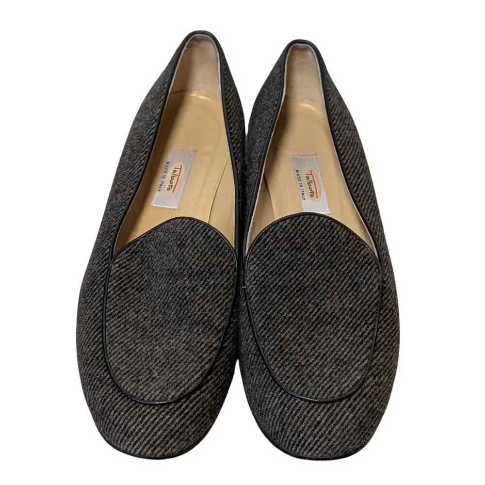 Talbots Black gray tweed Flats Womens Comfortable Slip On Work Office Shoes 10W